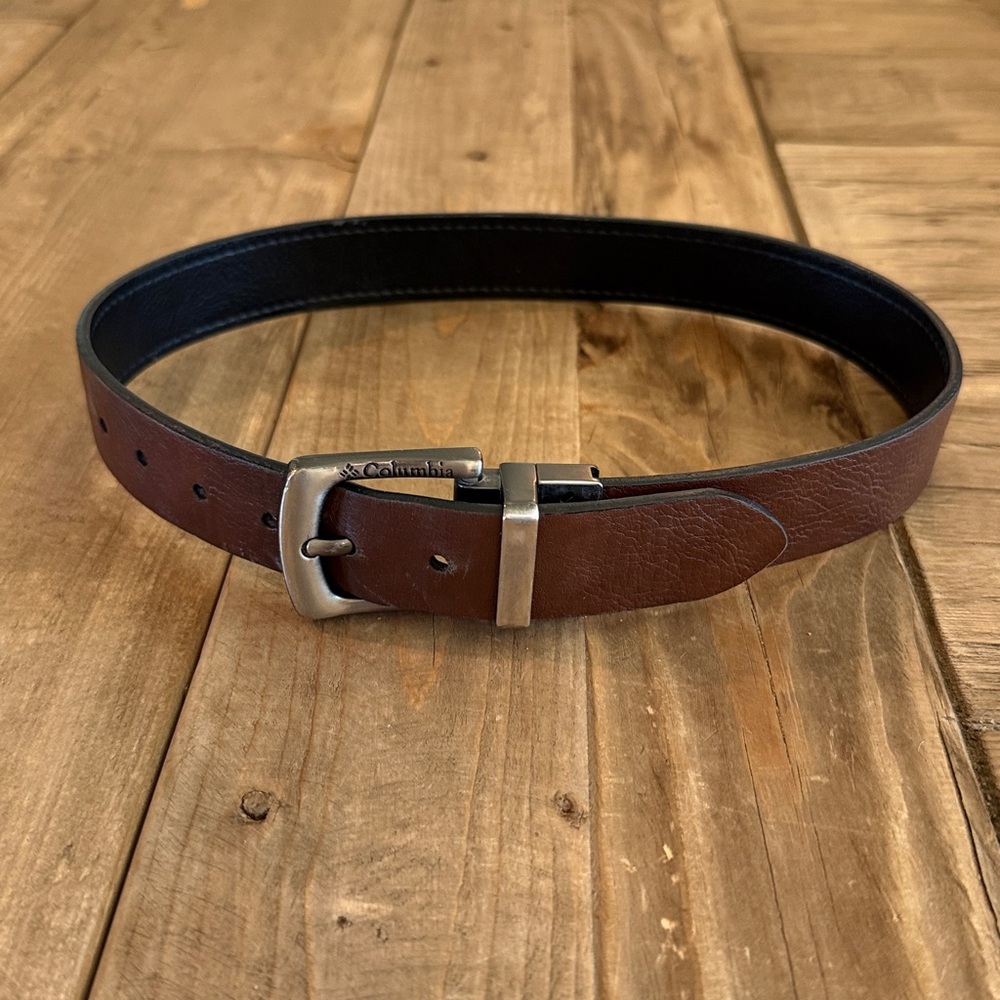 Boys Columbia Reversible Belt Dark Brown Black XS